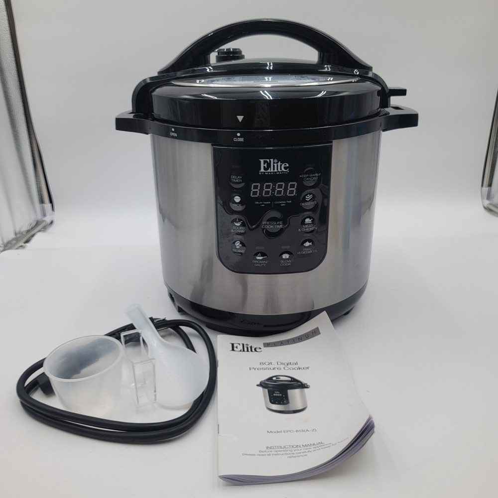 Elite Platinum 8Qt Digital Pressure Cooker EPC-813 Stainless Steel Multi-Cooker